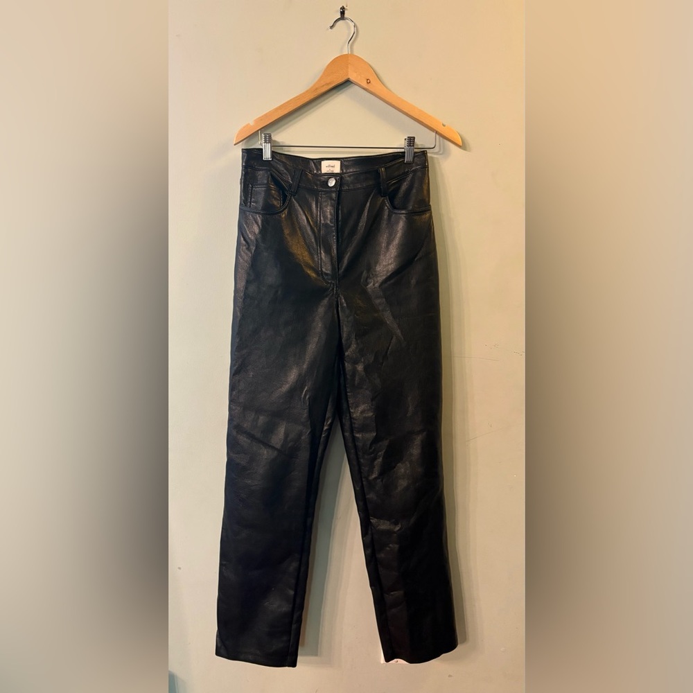 Wilfred by Aritzia Black Faux Leather Straight Leg Jeans Size 8